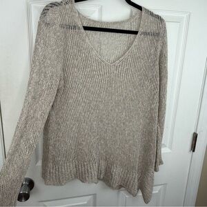 Eileen Fisher linen blend V-Neck Sweater asymmetrical sweater